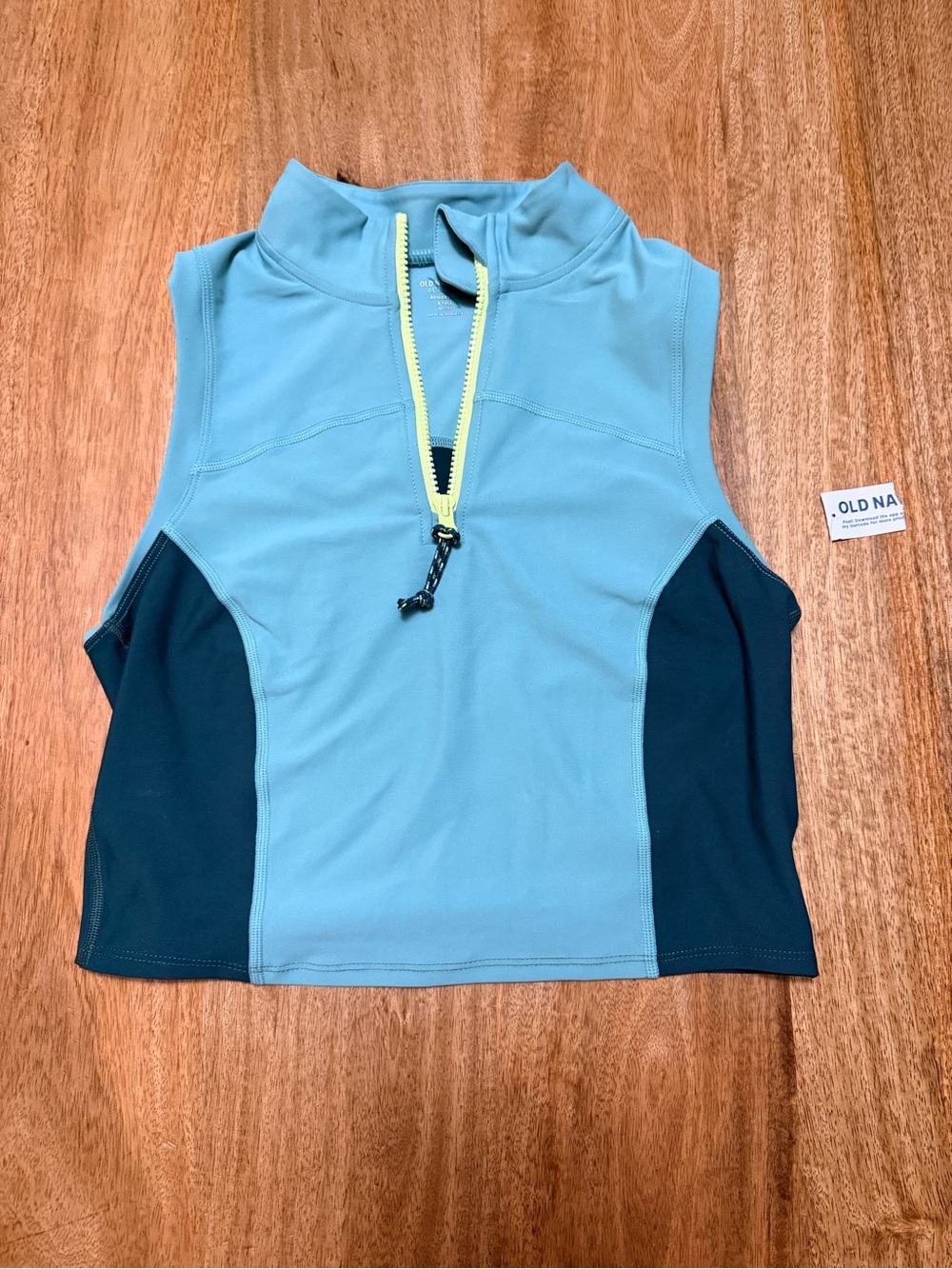 Old Navy Light Blue Sleeveless Athletic Top with Navy Panels